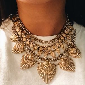 Lulu’s Gold Chain Layered Statement Necklace